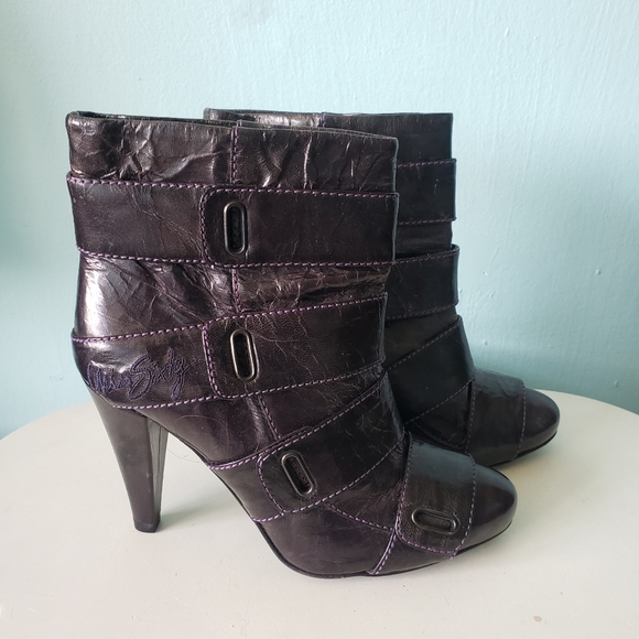 vintage Y2K strappy booties heels boots shoes Miss Sixty contrast stitch rave S - Picture 8 of 10
